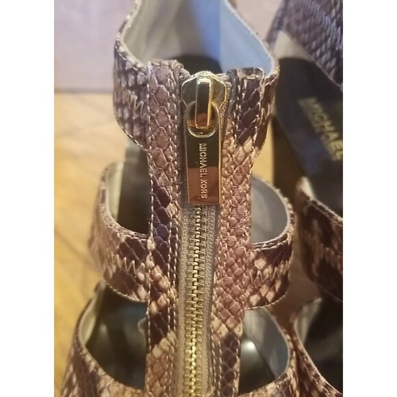 Michael Kors Berkley, Leather, T-Strap, Snake Print Zippered Heels Sz 10M READ - Picture 5 of 16